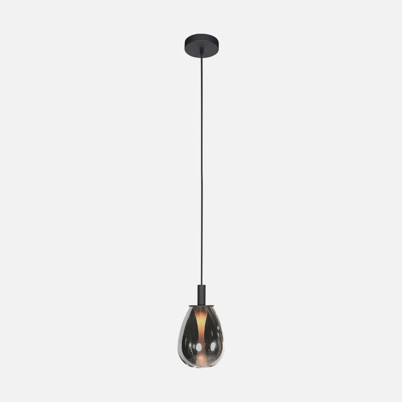 Suspension noire de cuisine en verre, abat-jour goutte Ø 14,5 cm | Glimsy