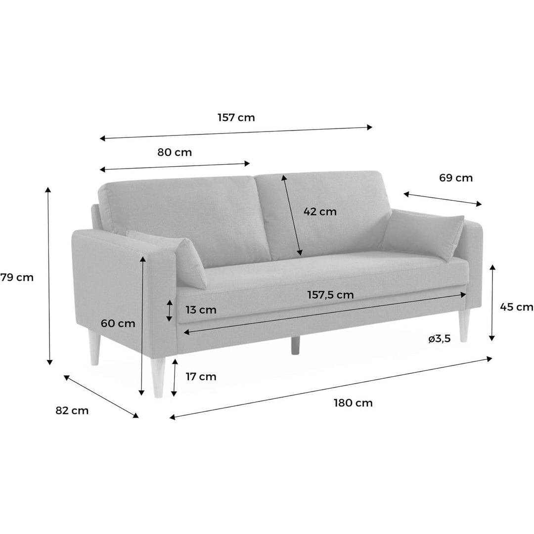 Alice'S Home - Canapé À Bouclettes Blanc Cassé - Bjorn - Canapé 3 Places Fixe Droit Pieds Bois. Style Scandinave | Designix -     - https://designix.fr/