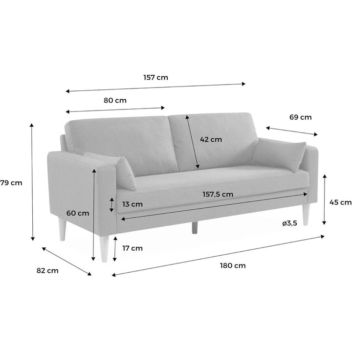 Alice'S Home - Canapé À Bouclettes Blanc Cassé - Bjorn - Canapé 3 Places Fixe Droit Pieds Bois. Style Scandinave | Designix -     - https://designix.fr/