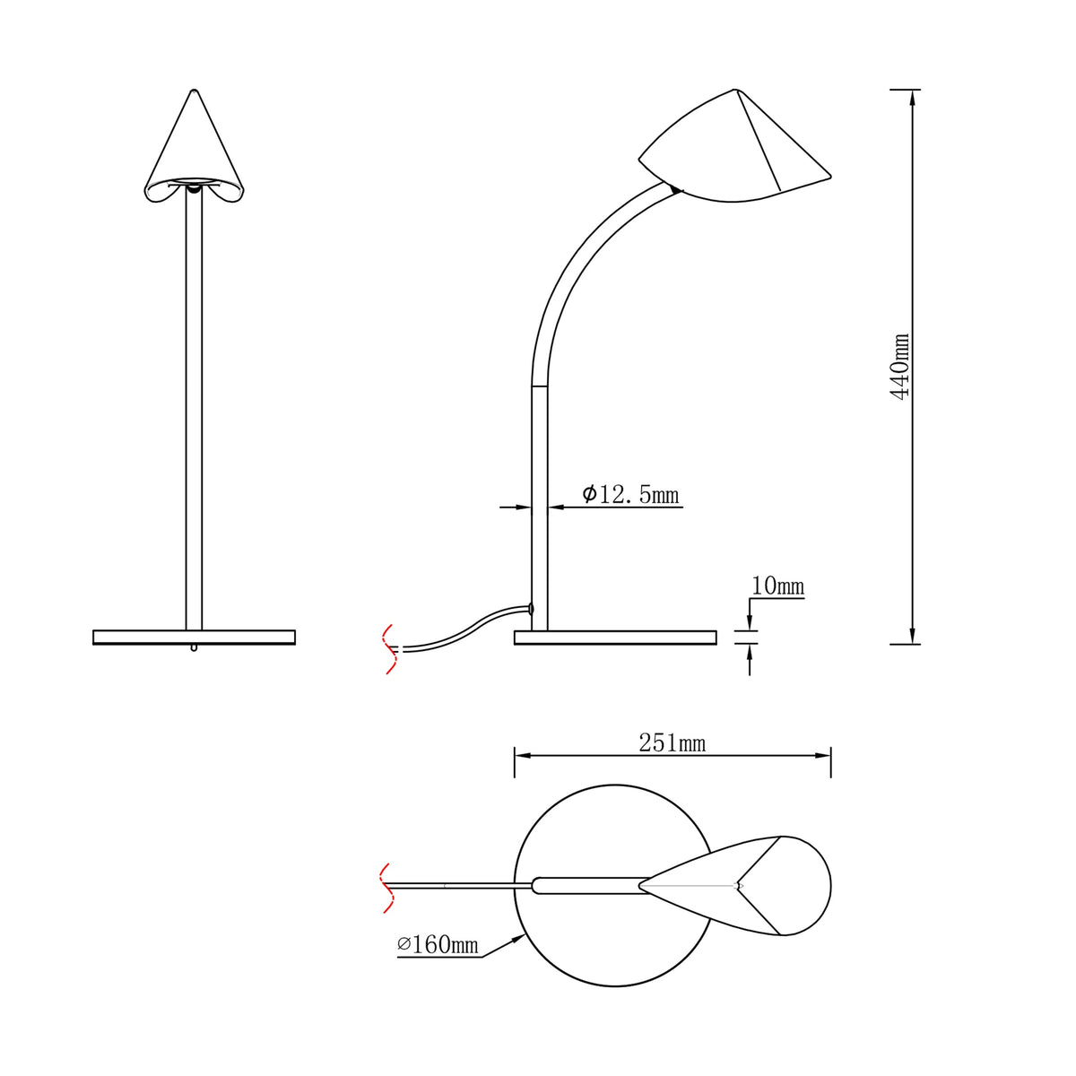 Lampe à poser LED Capuccina noire, H 44 cm
