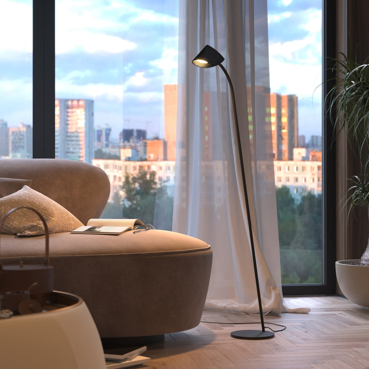 Lampadaire LED Capuccina noir