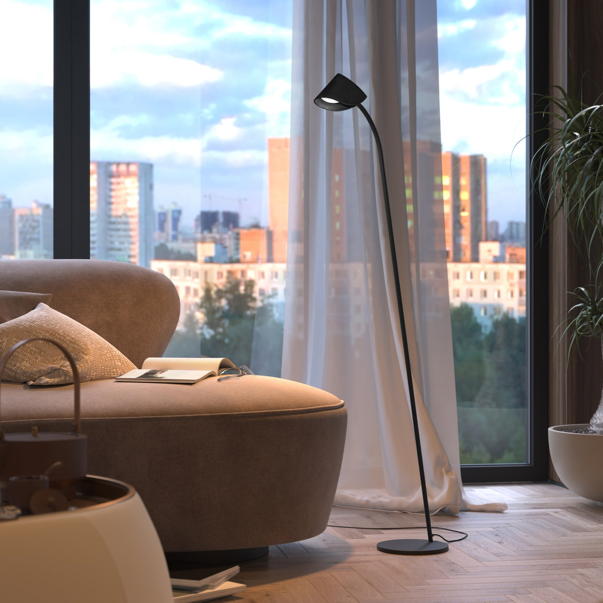 Lampadaire LED Capuccina noir