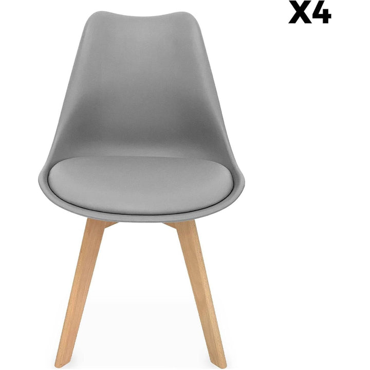 Alice'S Home - Lot De 4 Chaises Scandinaves. Pieds Bois De Hêtre. Chaises 1 Place. Gris | Designix - Amazon    - https://designix.fr/