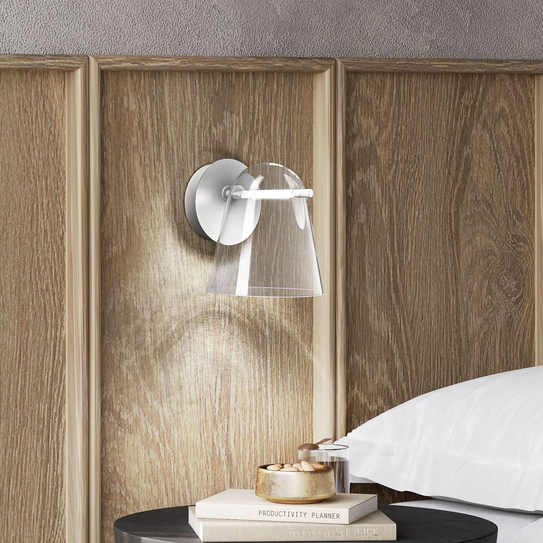 Applique murale LED Sino W3 en verre, blanc mat, hauteur 24 cm