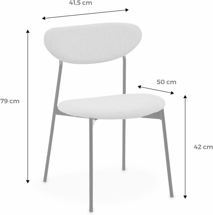 Alice'S Home - Lot De 4 Chaises - Arty - Scandinaves Et Vintage. Assise Et Dossier Gris Clair. Pieds En Acier | Designix - Amazon    - https://designix.fr/