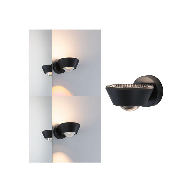 Applique murale LED Sabik, noir, hauteur 8 cm, IP44