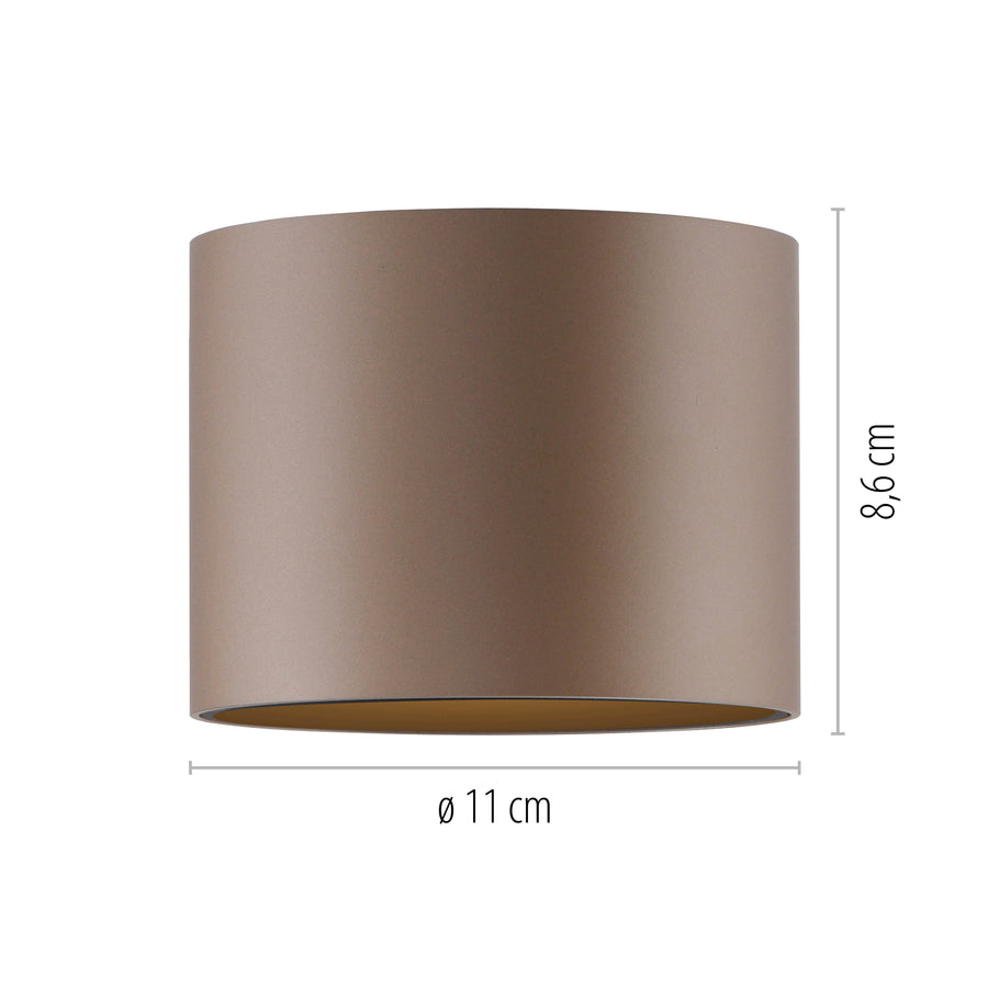 Schéma de dimensions indiquant un diamètre de 11 cm et 8,6 cm de haut