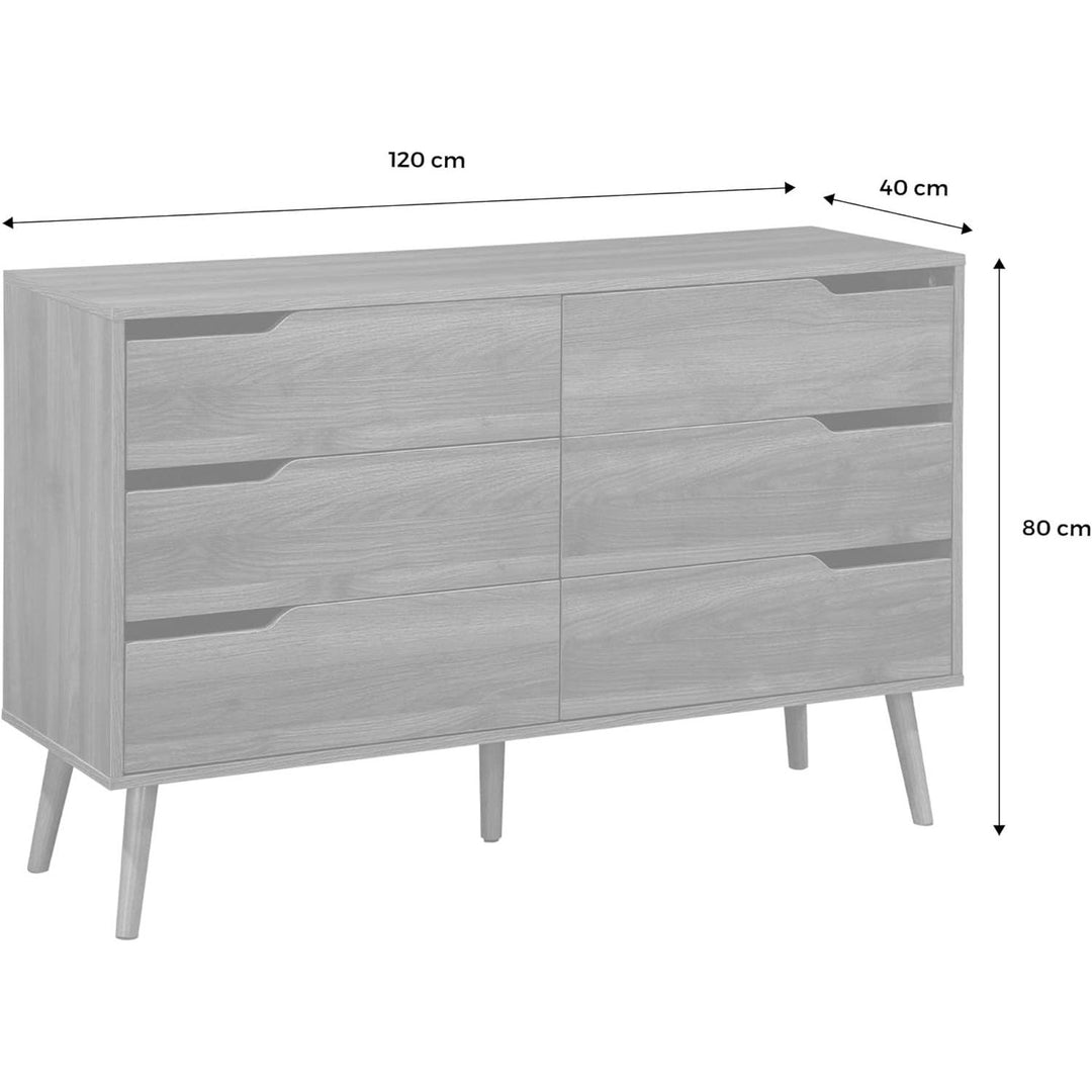 Alice'S Home - Commode Décor Bois De Noyer. 6 Tiroirs. Pieds En Pin Massif | Designix - Amazon    - https://designix.fr/