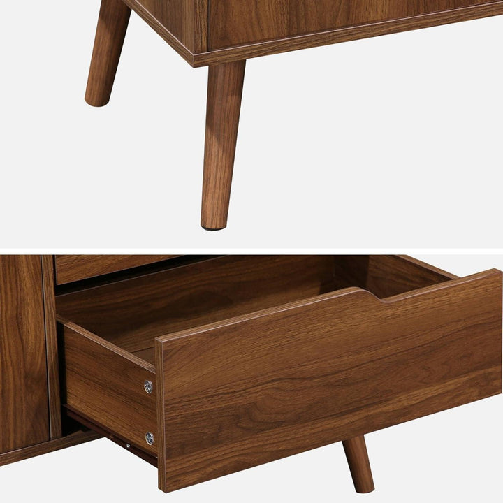 Alice'S Home - Buffet De Rangement Scandinave 2 Portes. 3 Tiroirs. Décor Bois De Noyer. 160Cm | Designix - Amazon    - https://designix.fr/