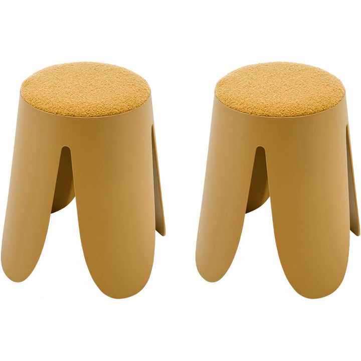 Alice'S Home - Set De 2 Tabourets Empilables Moutardes. Bouclette Texturée. Niki. Ø30 / 44 X H46Cm | Designix - Amazon    - https://designix.fr/