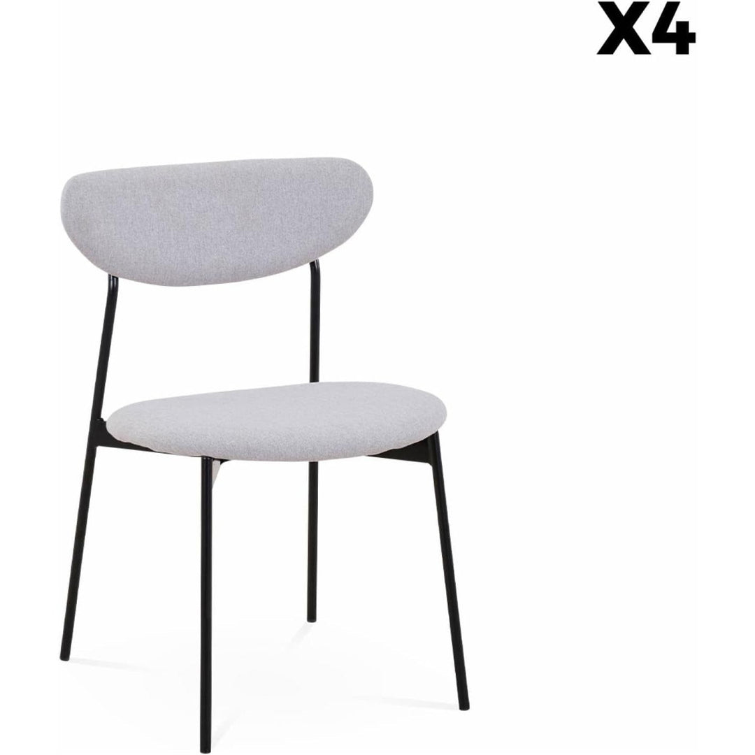 Alice'S Home - Lot De 4 Chaises - Arty - Scandinaves Et Vintage. Assise Et Dossier Gris Clair. Pieds En Acier | Designix - Amazon    - https://designix.fr/