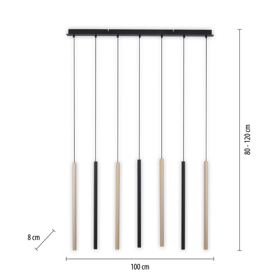 Suspension Flute laiton mat et noire