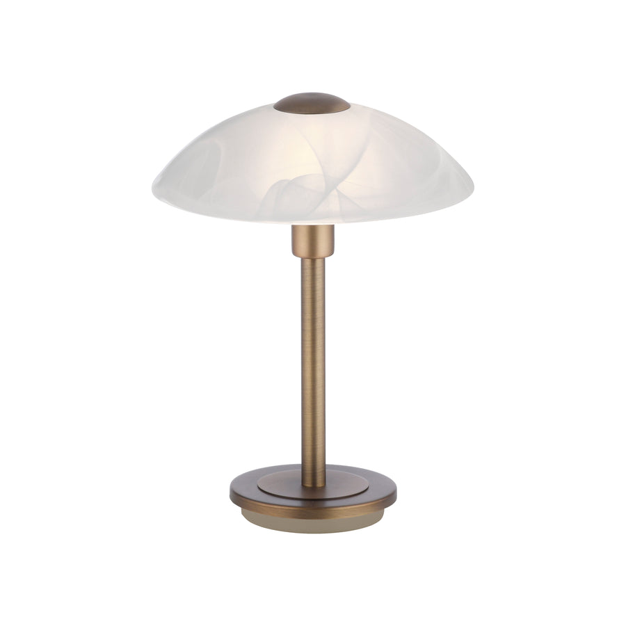 Vue de face sur fond blanc, silhouette complète du luminaire avec sa base ronde