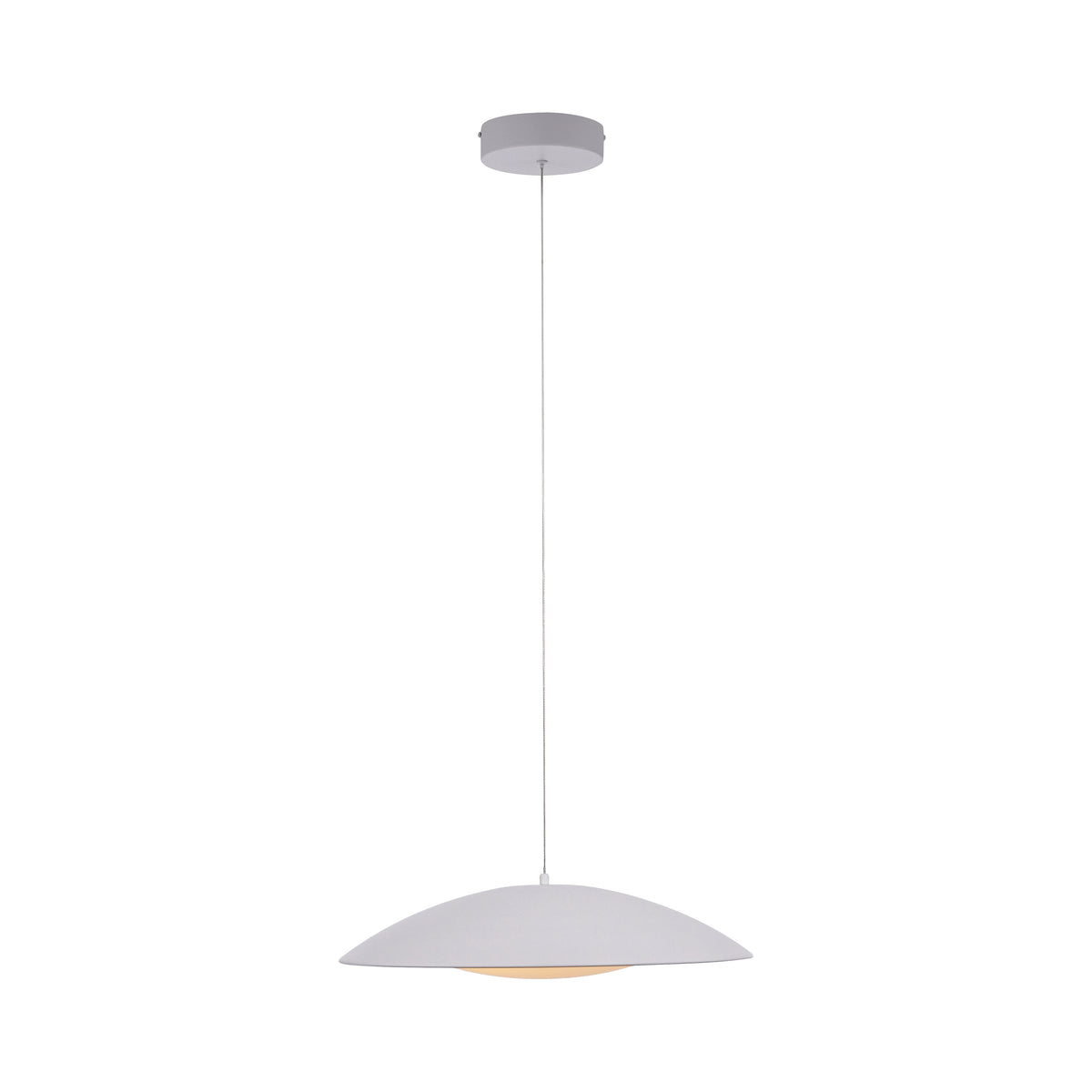 Vue d'ensemble de la suspension blanche sur fond blanc avec rosace