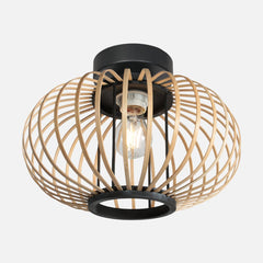 plafonnier cage bambou noir, boule ajourée Ø 31 cm | Sumba