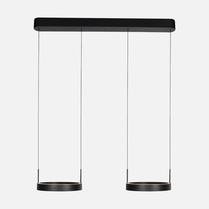 Suspension double cercle noire, LED haut et bas 6500 lm | Mykty