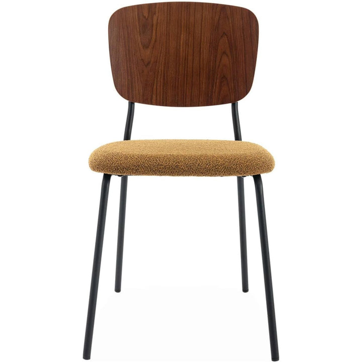 Alice'S Home - Lot De 2 Chaises Assise Bouclette Texturée Moutarde. Dossier Bois De Peuplier Courbé. Pieds En Métal Noir Mat | Designix - Amazon    - https://designix.fr/