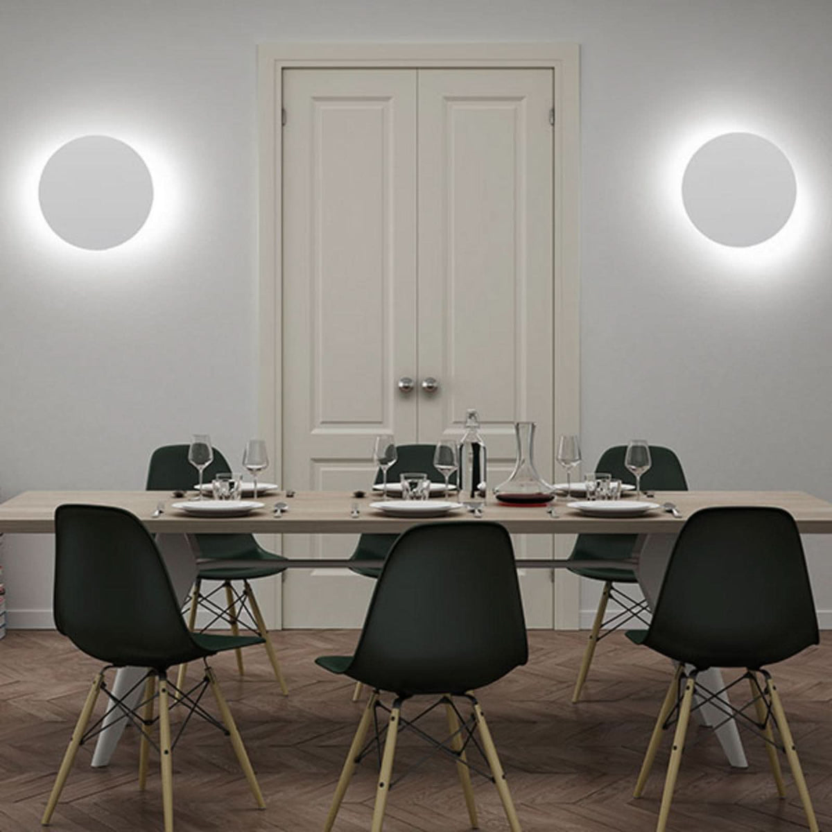 Applique murale LED Collide H2 en aluminium, blanc mat, Ø 33 cm, 2700 K
