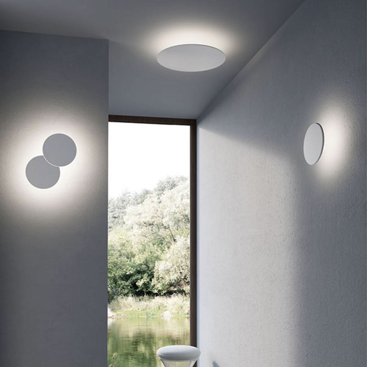 Applique murale LED Collide H2 en aluminium, blanc mat, Ø 33 cm, 2700 K