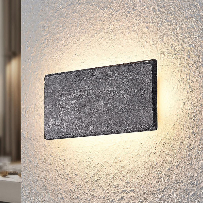 Applique murale LED Peetu en pierre, gris