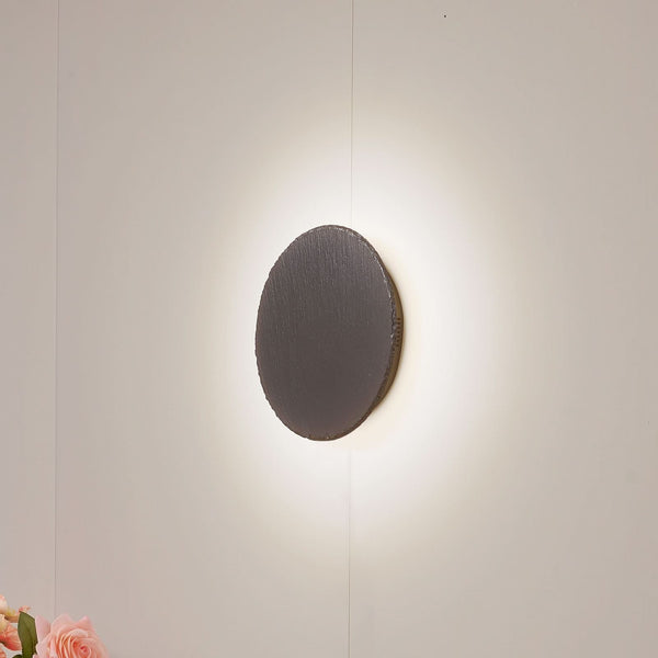 Applique murale LED Peetu en pierre, gris et noir, Ø 25 cm