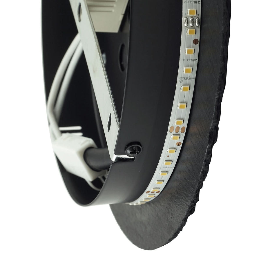 Applique murale LED Peetu en pierre, gris et noir, Ø 25 cm