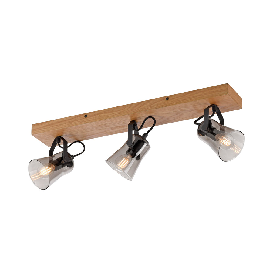 Plafonnier Green Langström 3 lumières noir et bois