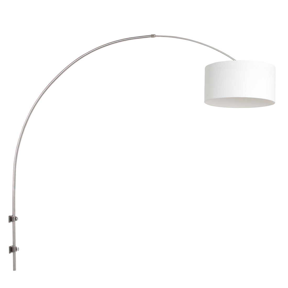 applique liseuse arc en acier, abat-jour lin blanc Ø 30 cm | Liséa