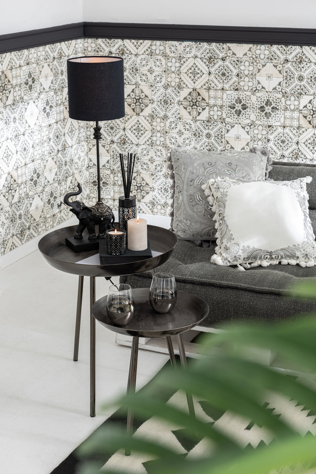 Tables D'Appoint Métal Gris Foncé
