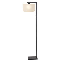 Lampe Sol Métal Noir Lin Blanc