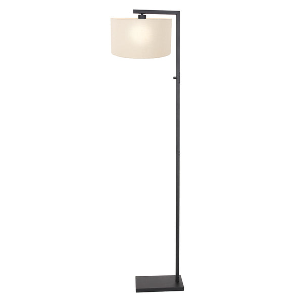 Lampe Sol Métal Noir Lin Blanc