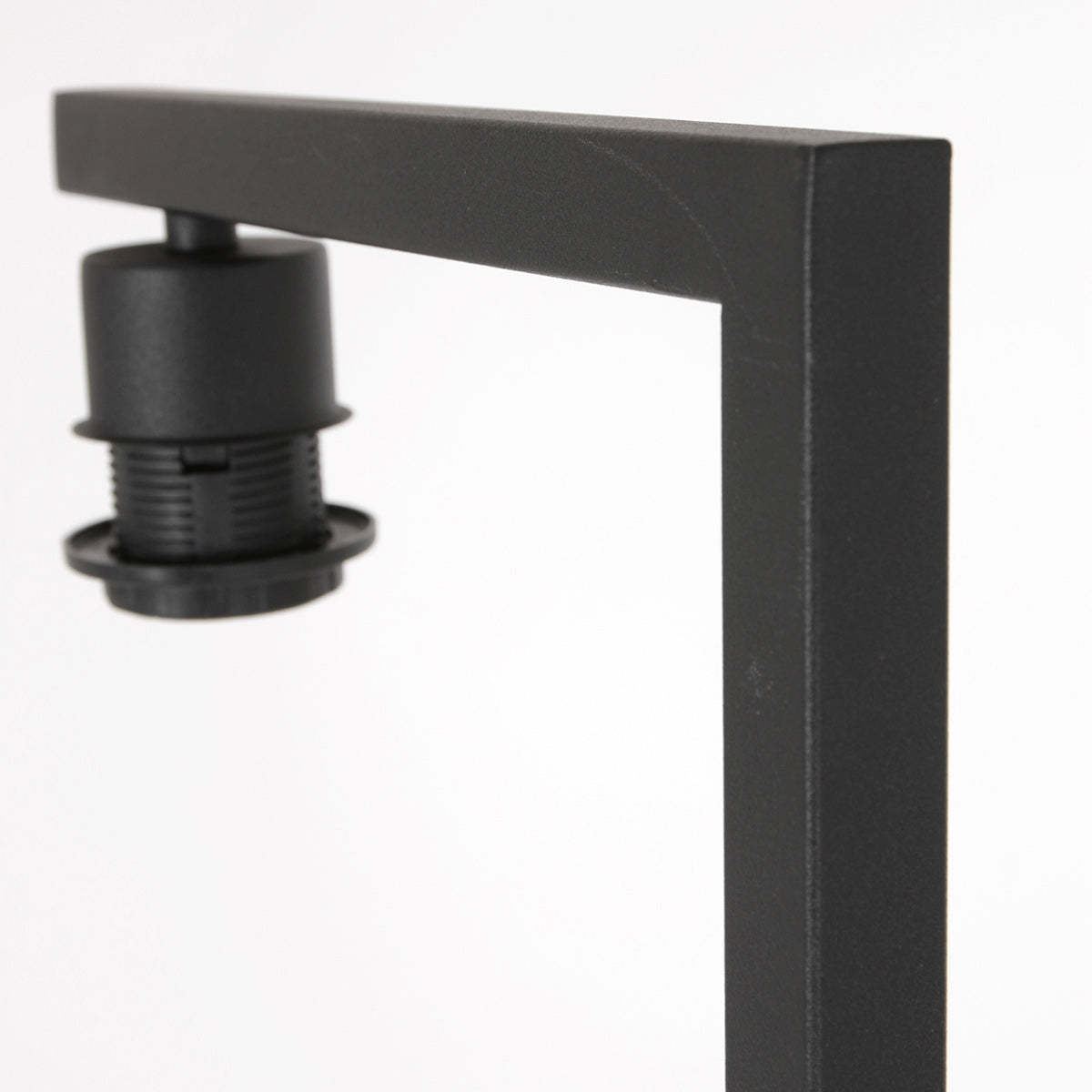 Lampe Sol Métal Noir Lin Blanc