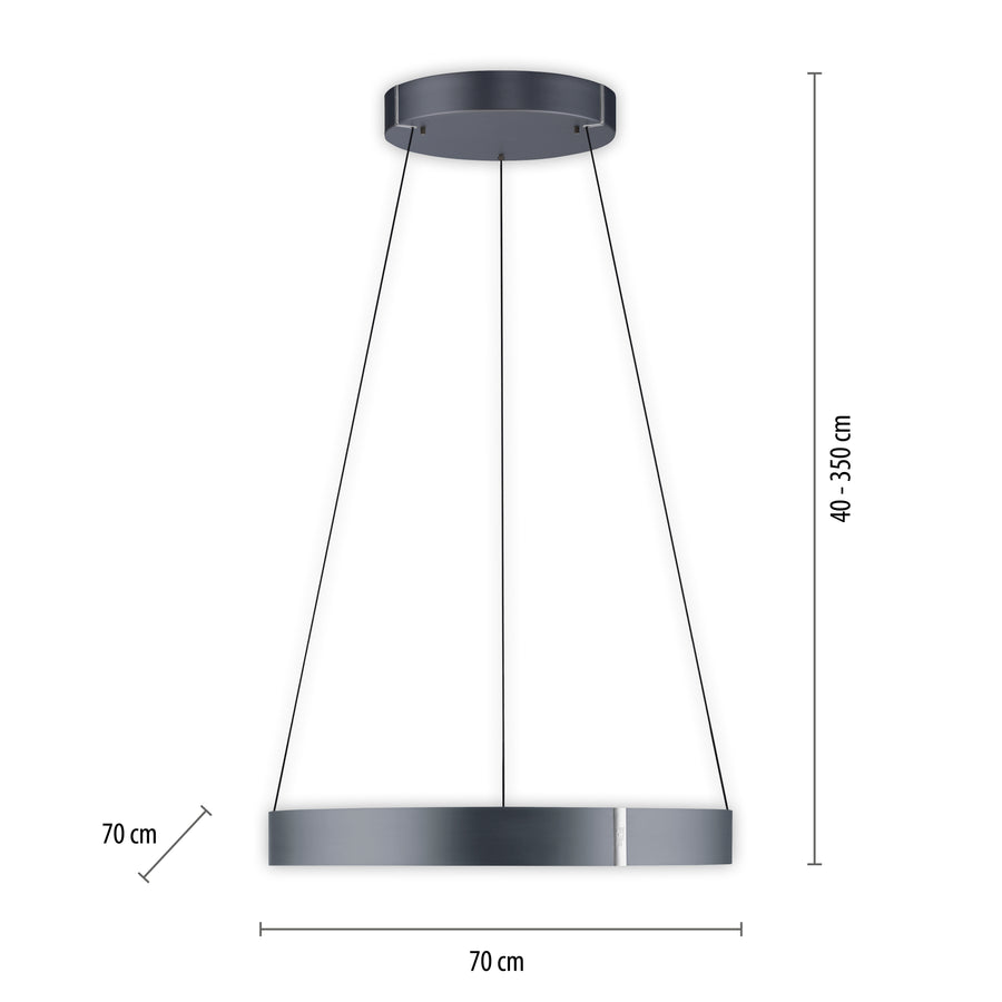 Suspension Pure E-Clipse grise, L 70 cm