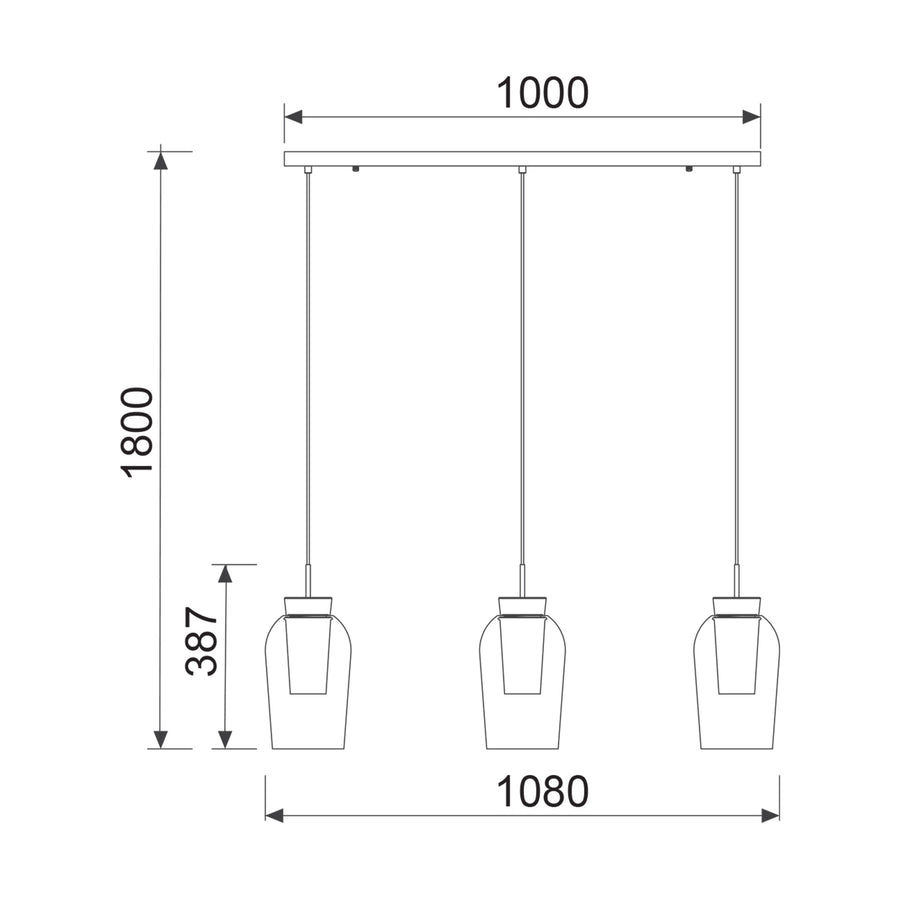 Suspension Nora 3 lumières, verre