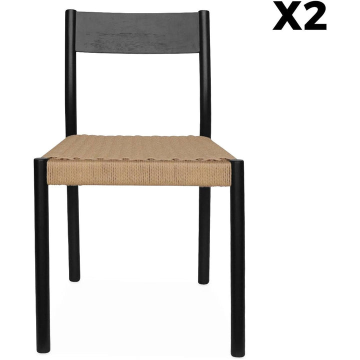 "Chaises Bois Cordes Noires" | Designix - 3333    - https://designix.fr/