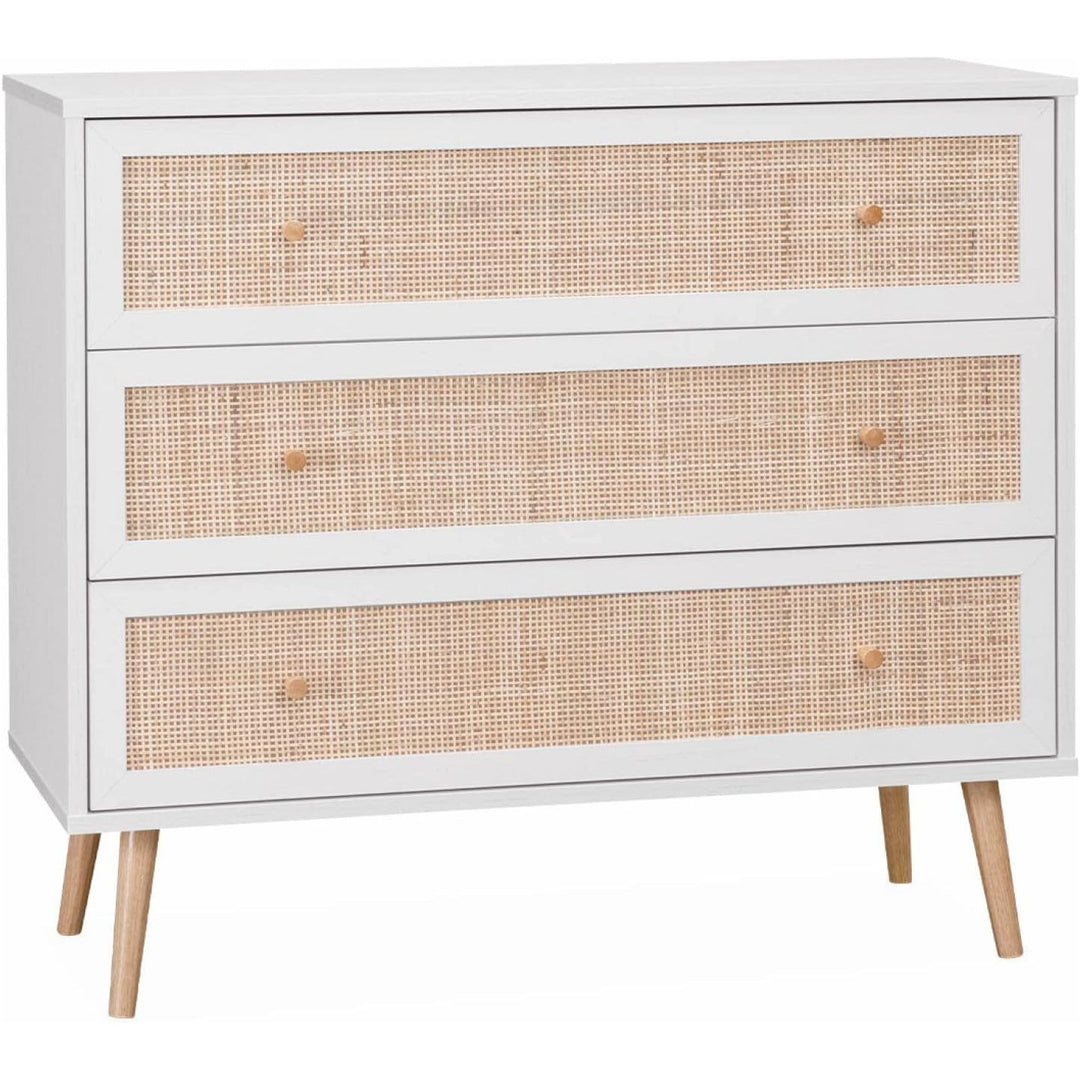 Alice'S Home - Commode En Décor Bois Blanc Et Cannage 90X39X79Cm - Bohème - 3 Tiroirs | Designix - Amazon    - https://designix.fr/