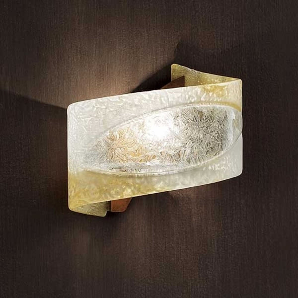 Applique murale Atene 58 en verre, ambre et brun, hauteur 22 cm