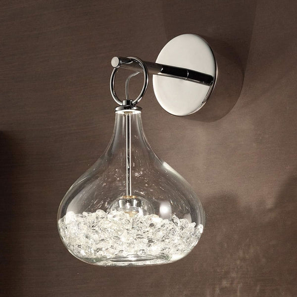 Applique murale Graal en verre, transparent et chrome, Ø 15 cm