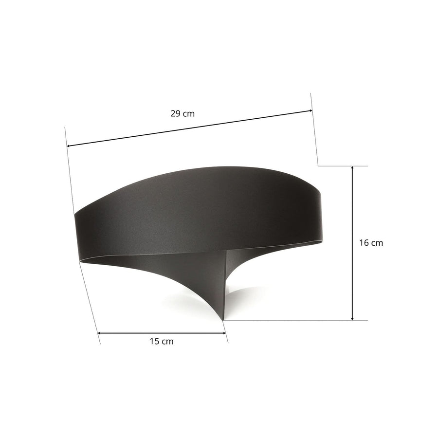 Applique murale Scudo en acier, noir, 2 lumières, hauteur 16 cm