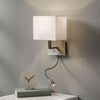 Applique murale 6519 en tissu, argenté satiné et blanc, hauteur 26 cm
