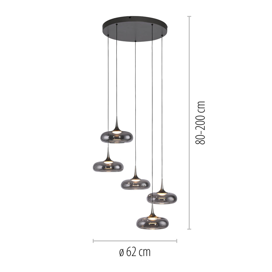 Suspension Posh grise, P 62 cm