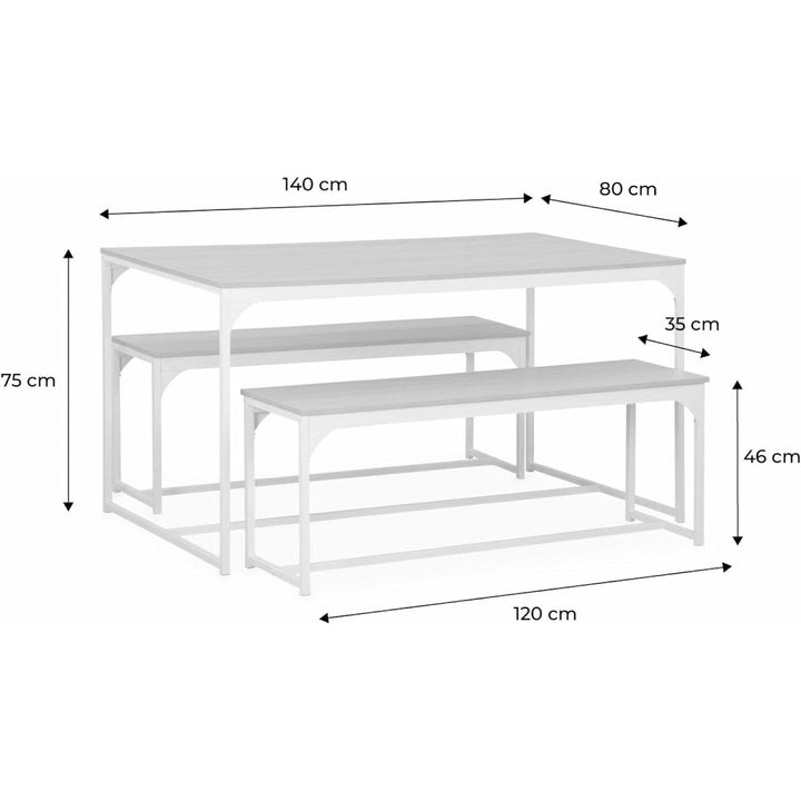 Alice'S Home - Set LOFT Table Rectangulaire En Acier Noir L140X L80 X H75Cm. 2 Bancs De L120X L35X H46Cm. 4 Places | Designix - Amazon    - https://designix.fr/