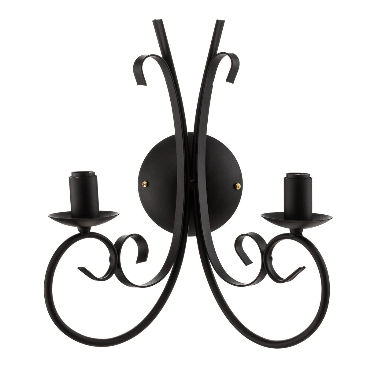 Applique murale Pompei en métal, noir, 2 lumières, hauteur 38 cm