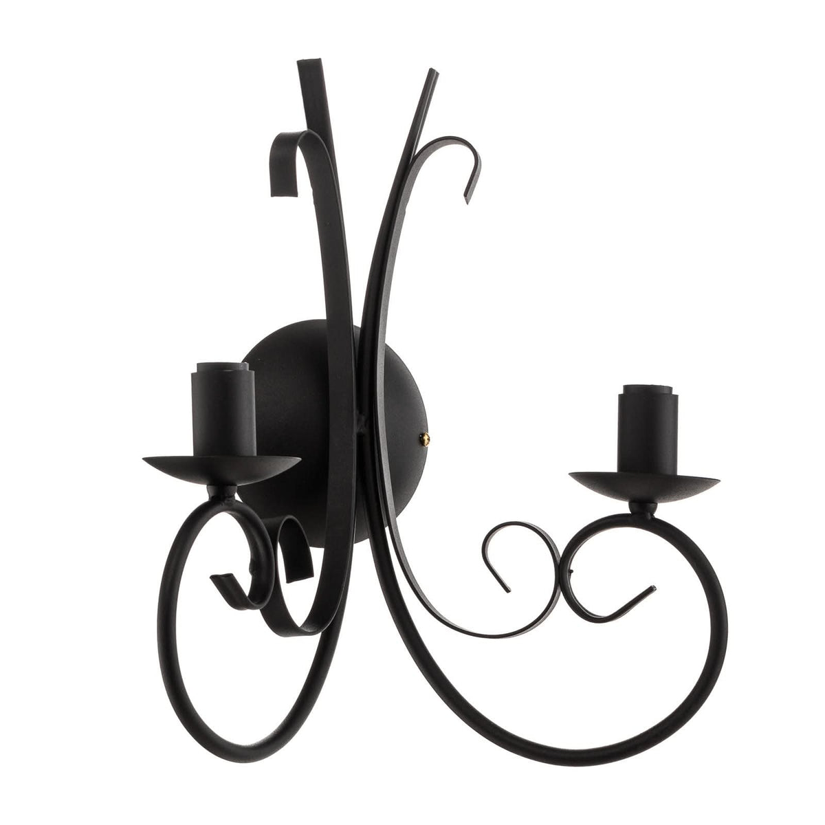 Applique murale Pompei en métal, noir, 2 lumières, hauteur 38 cm