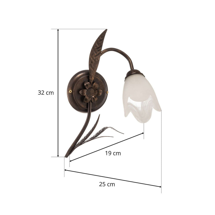 Applique murale Sonia en verre, bronze et doré, hauteur 32 cm