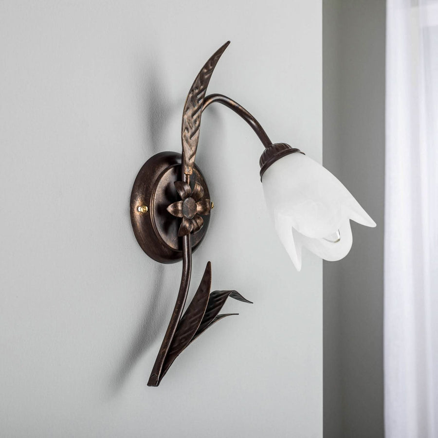 Applique murale Sonia en verre, bronze et doré, hauteur 32 cm