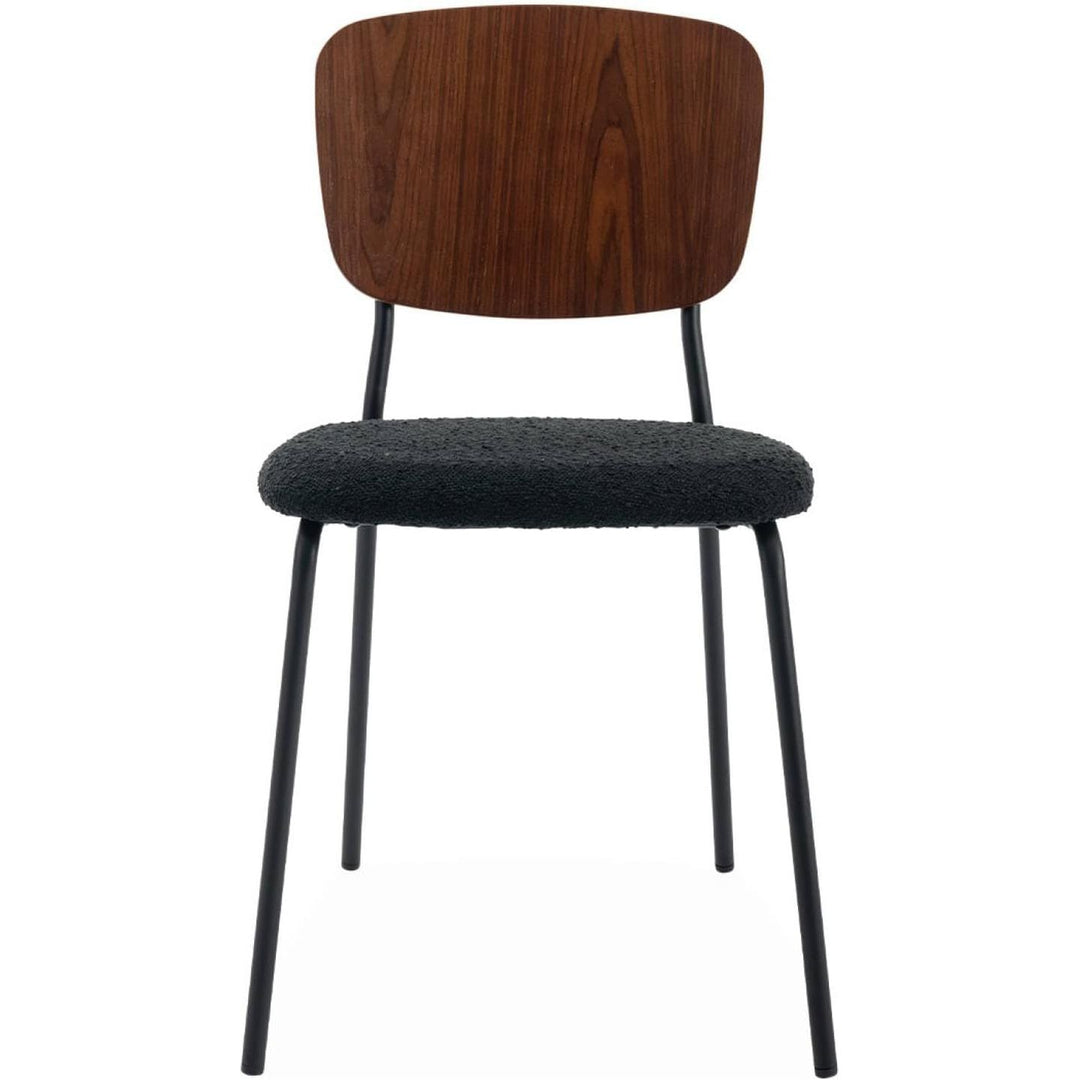 Alice'S Home - Lot De 2 Chaises Assise Bouclette Texturée Noire. Dossier Bois De Peuplier Courbé. Pieds En Métal Noir Mat | Designix - Amazon    - https://designix.fr/