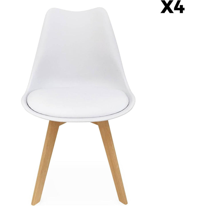 Alice'S Home - Lot De 4 Chaises Scandinaves. Pieds Bois De Hêtre. Chaises 1 Place. Blancs | Designix - Amazon    - https://designix.fr/