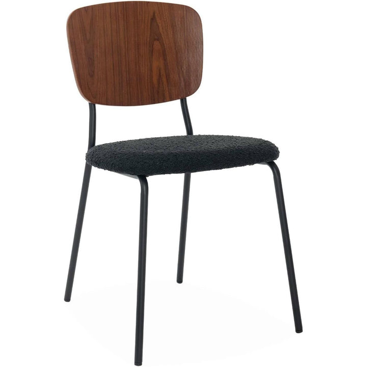 Alice'S Home - Lot De 2 Chaises Assise Bouclette Texturée Noire. Dossier Bois De Peuplier Courbé. Pieds En Métal Noir Mat | Designix - Amazon    - https://designix.fr/