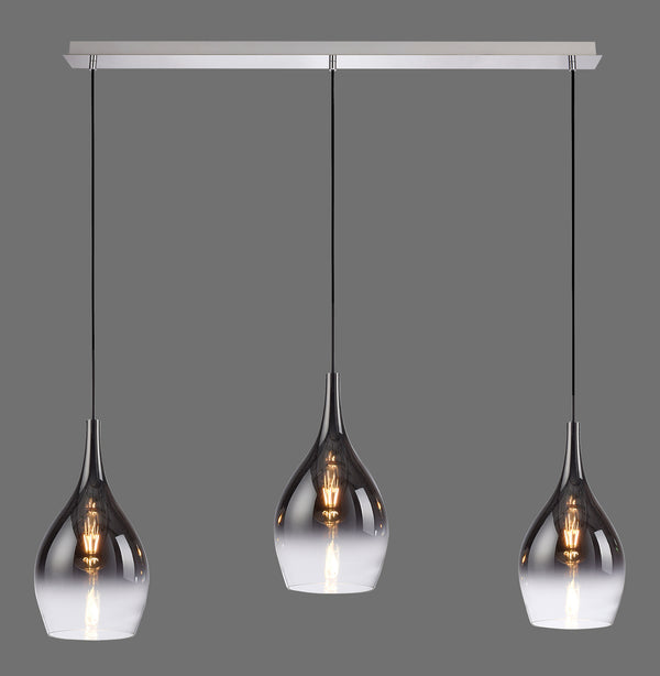 Suspension Pilua 3 lumières chromée, verre (2063-17)